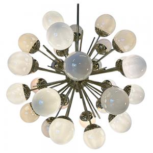 Espléndida Lámpara de Araña Sputnik en Latón y Vidrio de Murano Estilo Mid-Century Moderno